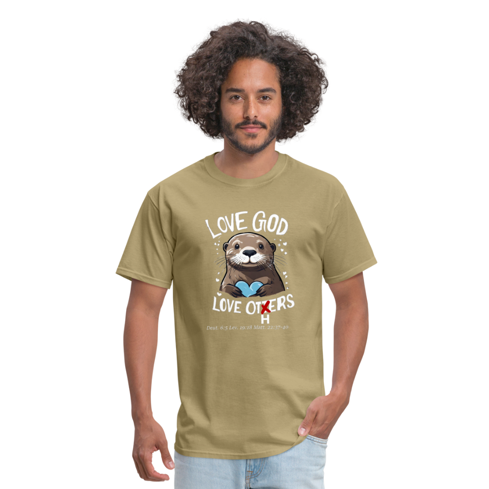 Love God Love Otters!! T-Shirt (Dark) - khaki