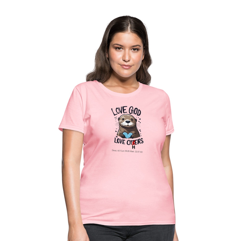 Love God Love Otters!! Women's T-Shirt (Light) - pink