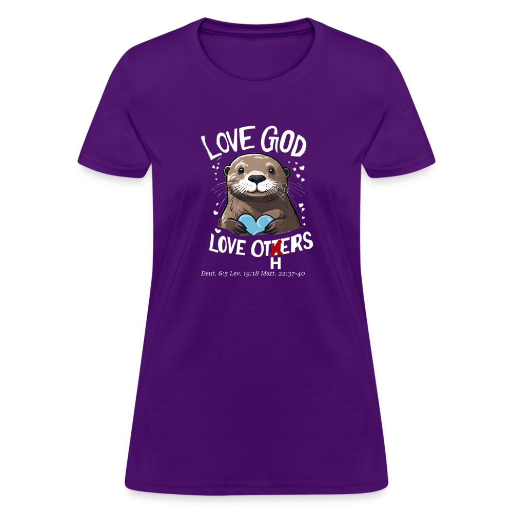 Love God Love Otters!! Women's T-Shirt (Dark) - purple